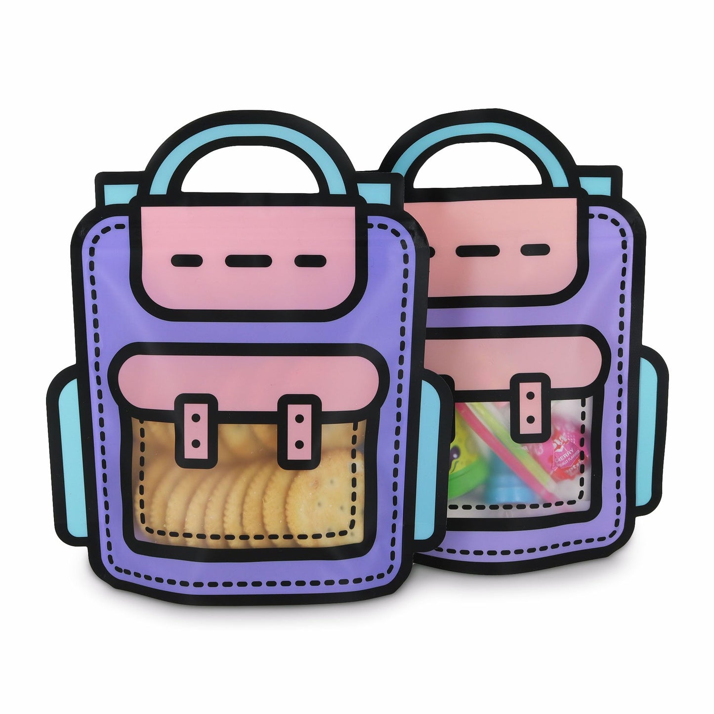 20 Pack Goodie Bags for Kids Birthday Party Supplies - Bulk Gift Bag for Favors, Food, and Candy with Resealable Ziplock Seal (Purple/Large)