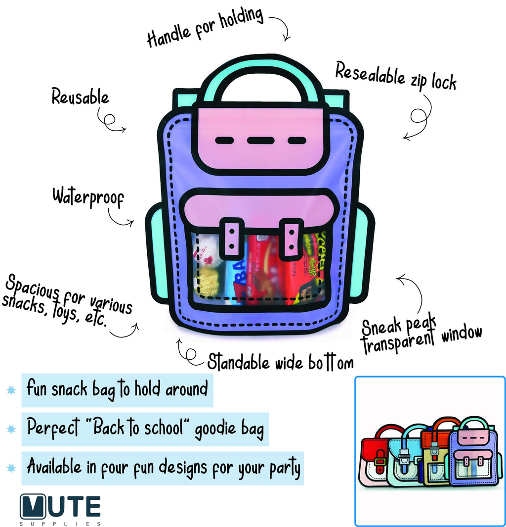 Bulk Gift Bags for Kids Birthday Party Supplies - Goodie Bag for Candy, Food, Snacks or Favors with Resealable Ziplock Seal (Purple S 20)