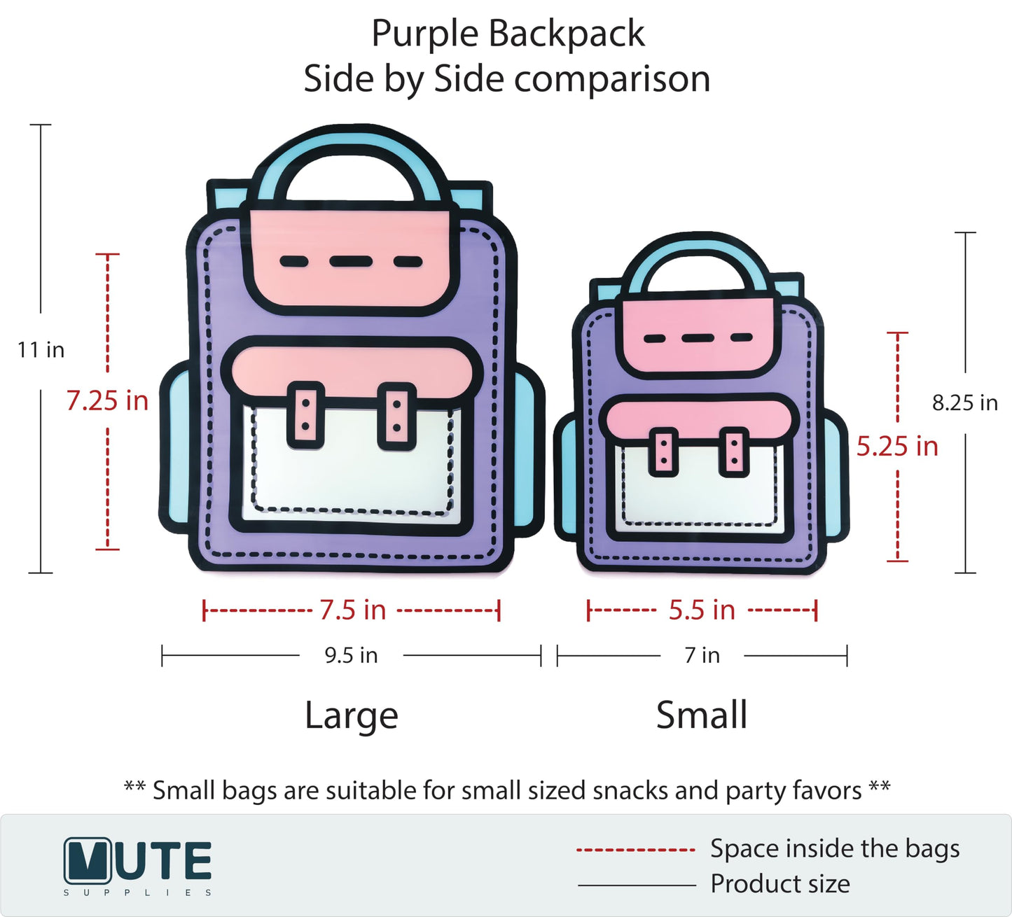 20 Pack Goodie Bags for Kids Birthday Party Supplies - Bulk Gift Bag for Favors, Food, and Candy with Resealable Ziplock Seal (Purple/Large)