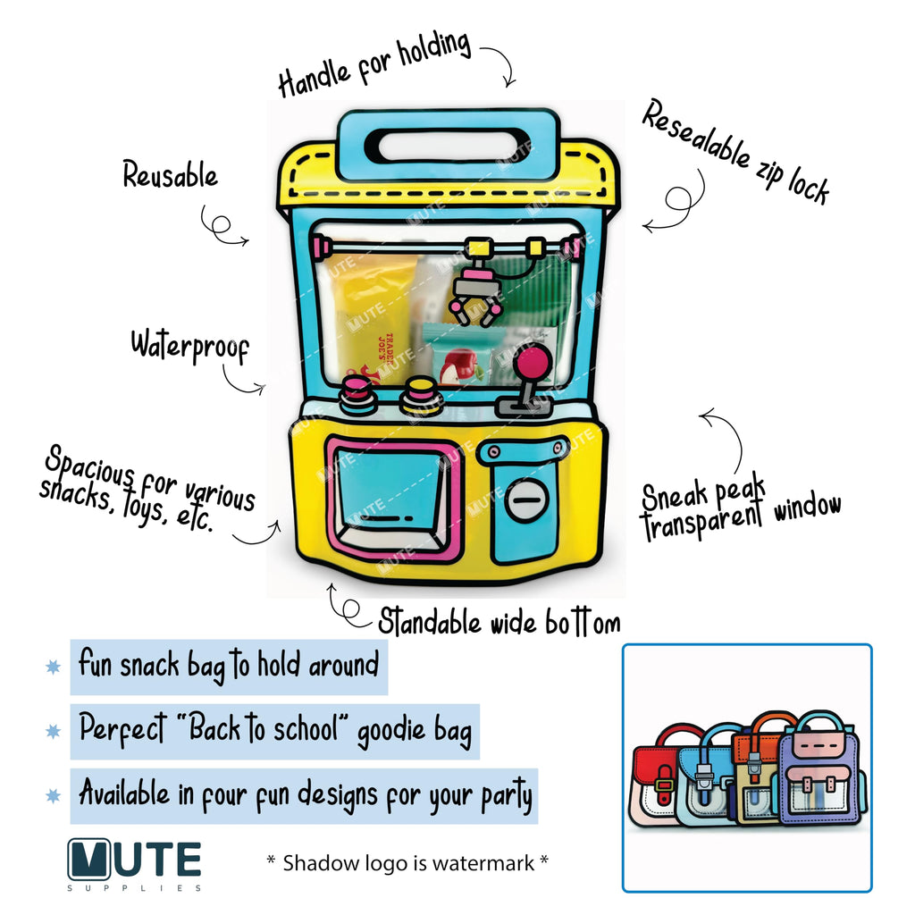 20 Pack Gift Bags for Kids Birthday Party Supplies - Bulk Goodie Bag for Candy, Snacks, or Favors with Resealable Ziplock Seal (Yellow/Small)