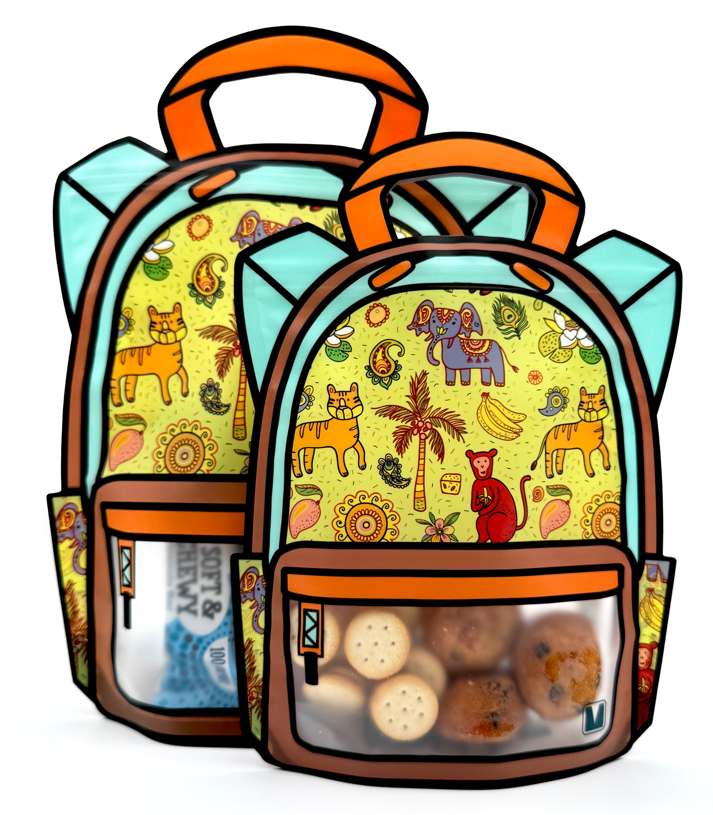 20 Pack Goodie Bags for Kids Birthday Party Supplies - Bulk Gift Bag for Favors, Food, and Candy with Resealable Ziplock Seal (Tropical Crew/Large)