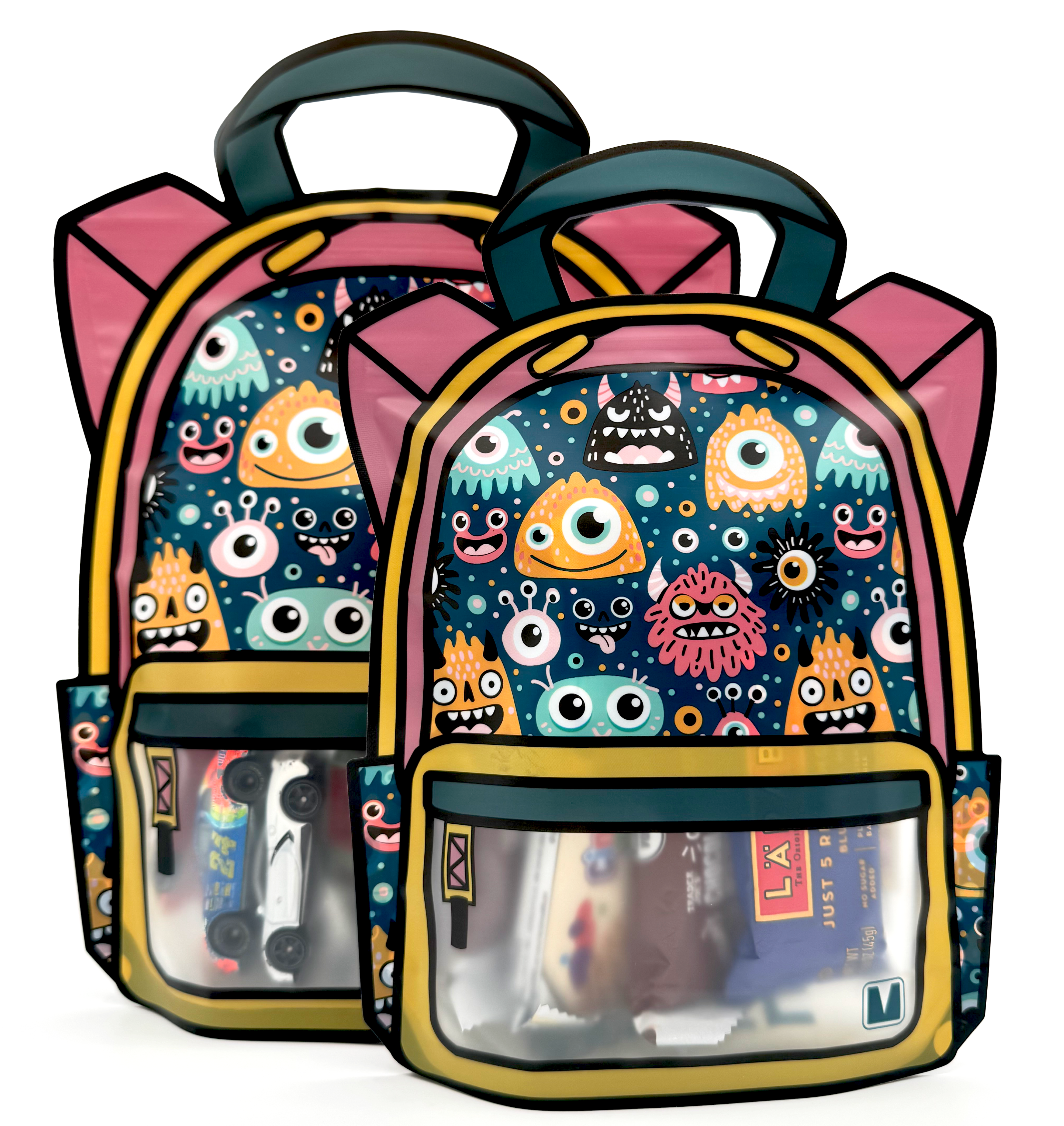 20 Pack Goodie Bags for Kids Birthday Party Supplies - Bulk Gift Bag for Favors, Food, and Candy with Resealable Ziplock Seal (Monster Jam/Large)