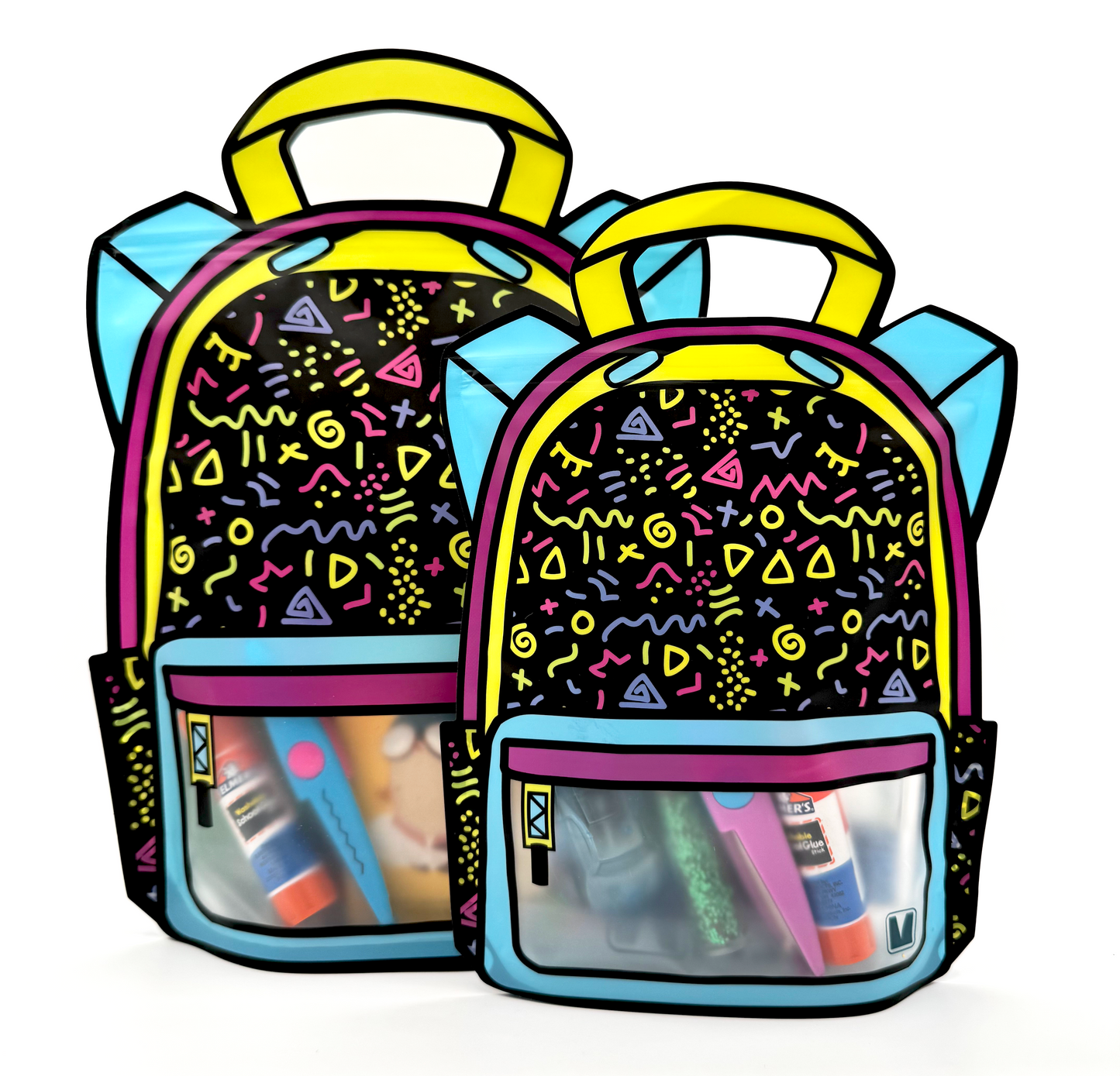 20 Pack Goodie Bags for Kids Birthday Party Supplies - Bulk Gift Bag for Favors, Food, and Candy with Resealable Ziplock Seal (Lets Party/Large)