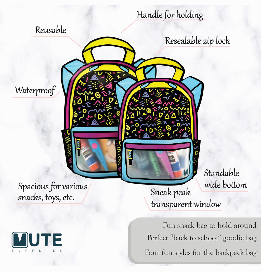 20 Pack Goodie Bags for Kids Birthday Party Supplies - Bulk Gift Bag for Favors, Food, and Candy with Resealable Ziplock Seal (Lets Party/Small)