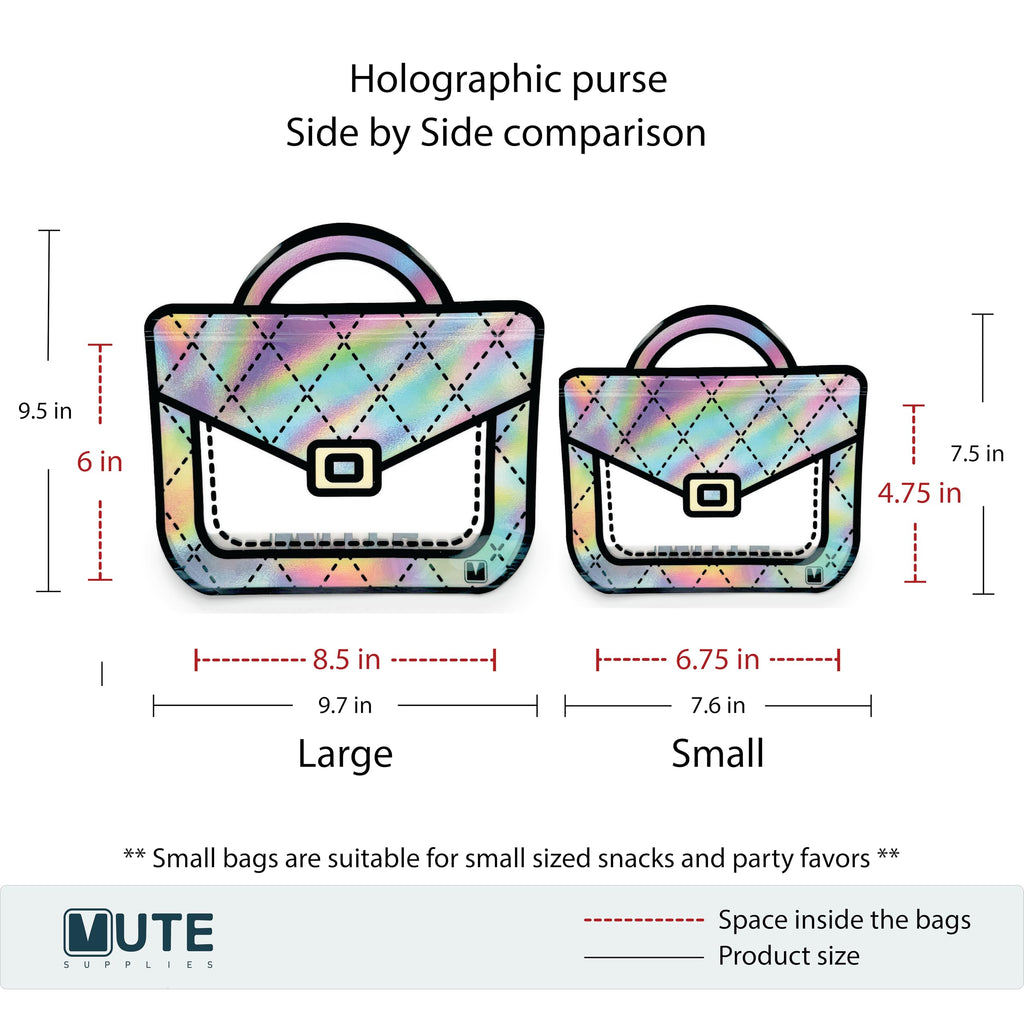 20 Pack Gift Bags for Kids Birthday Party Supplies - Bulk Goodie Bag for Candy, Snacks, or Favors with Resealable Ziplock Seal (Holographic/Large)