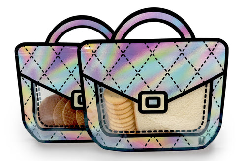 20 Pack Gift Bags for Kids Birthday Party Supplies - Bulk Goodie Bag for Candy, Snacks, or Favors with Resealable Ziplock Seal (Holographic/Small)