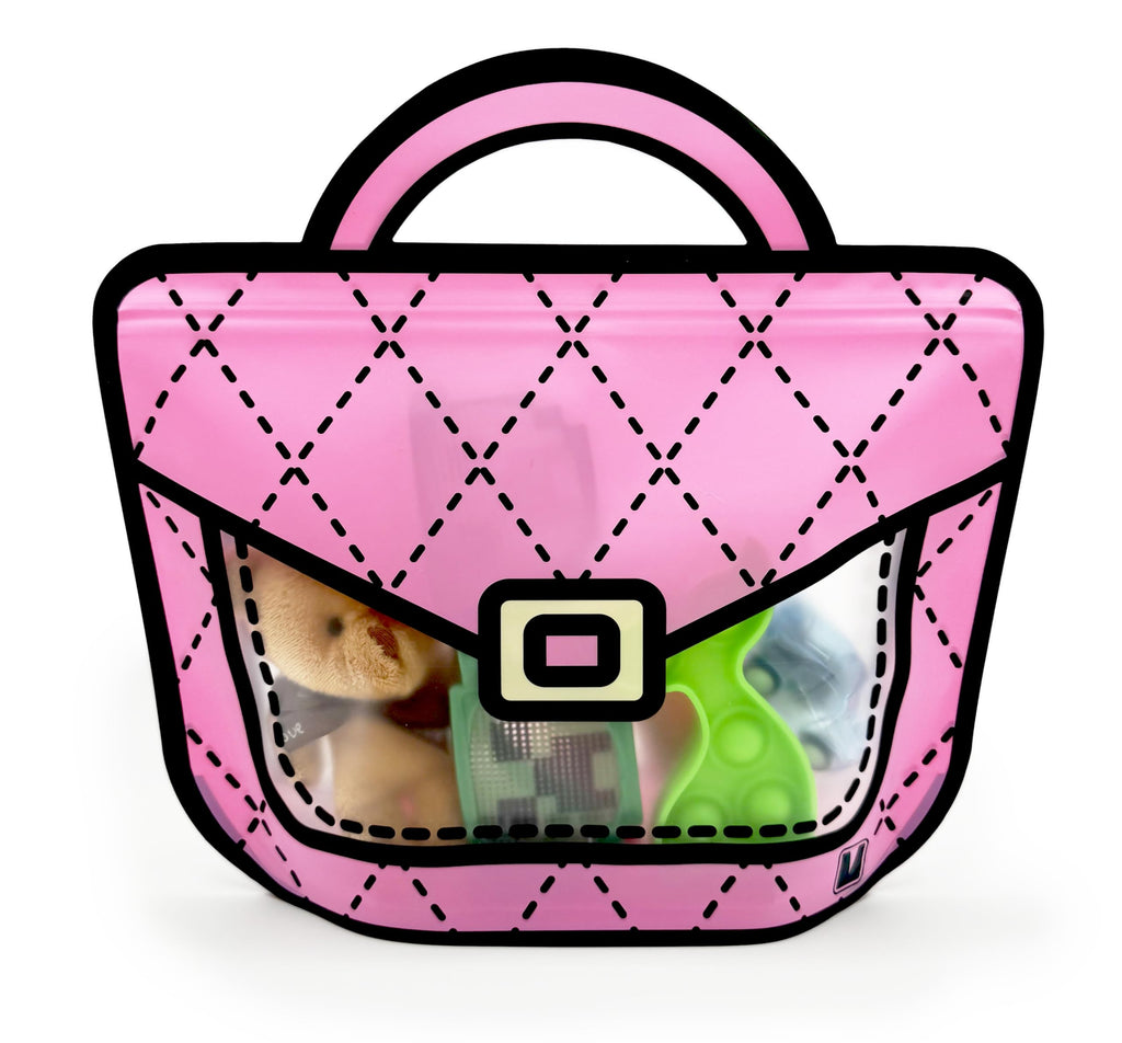 20 Pack Gift Bags for Kids Birthday Party Supplies - Bulk Goodie Bag for Candy, Snacks, or Favors with Resealable Ziplock Seal (Pink/Large)